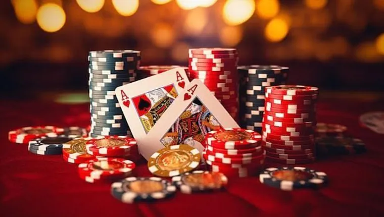 Roulette wheel spinning with chips on the table