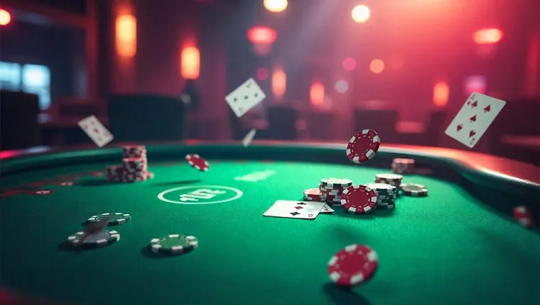 Baccarat table with high stakes cards and chips
